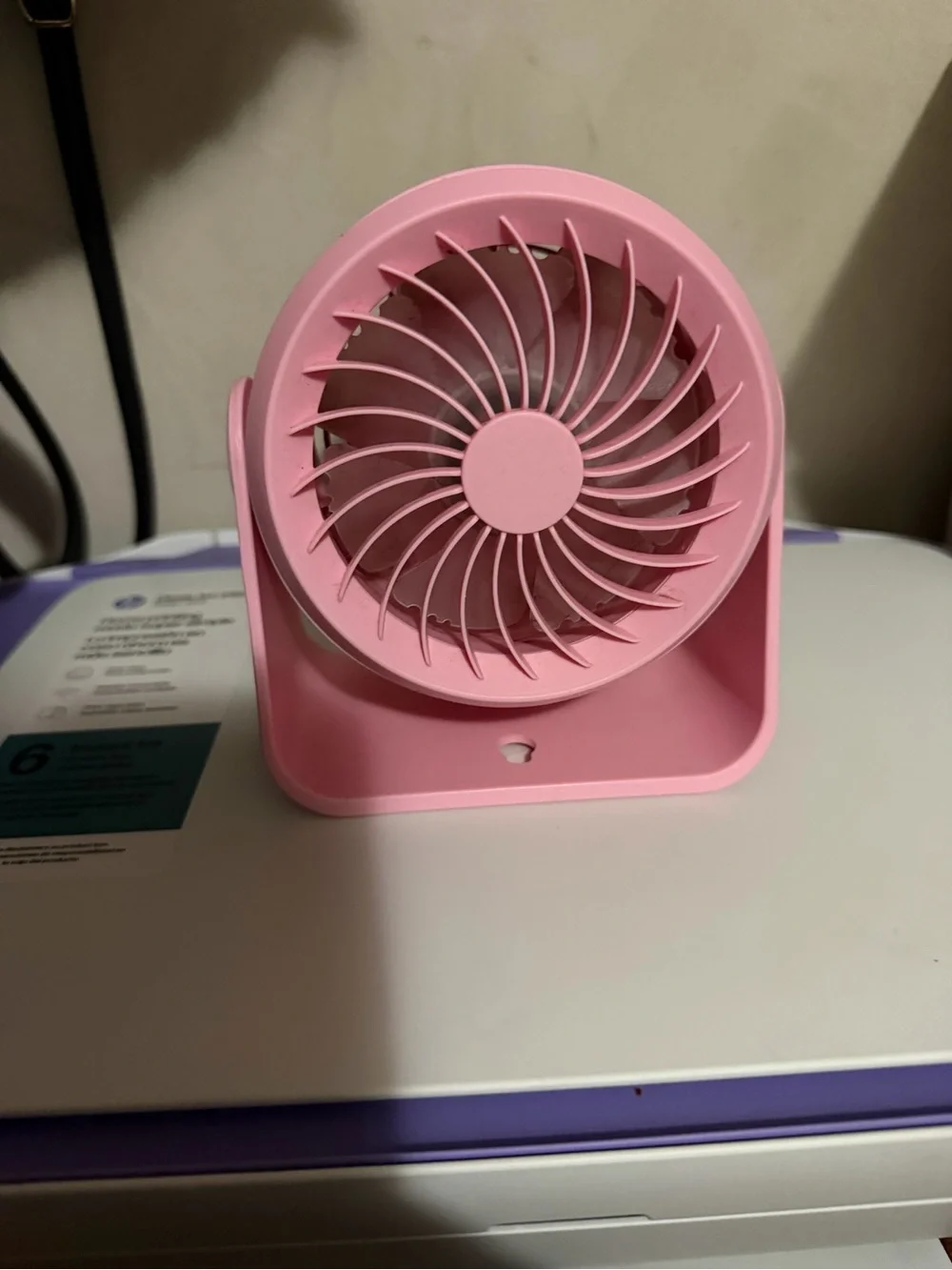 Pink Portable Phone Fan Charger Stand